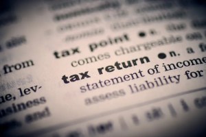 Οι λέξεις «tax return» σε σελίδα λεξικού