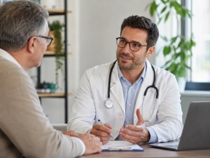 Γιατρός συζητά με ασθενή στο ιατρείο